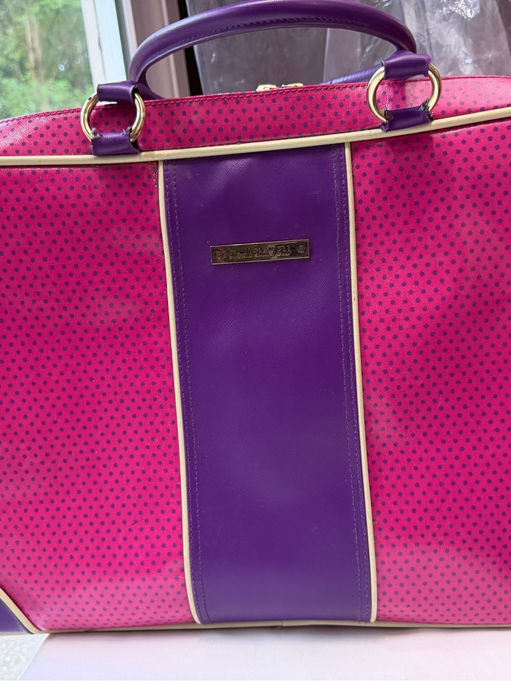 Purple & Pink Polka Dot luggage Bag